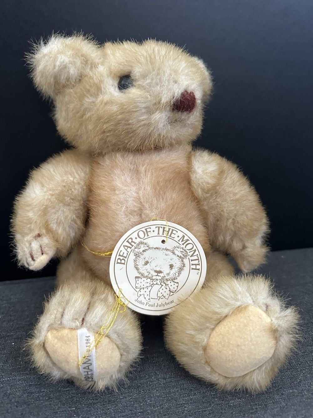 Vintage 1984 Gorham John Paul Julybear Bear of the Month Jointed Teddy w Tags